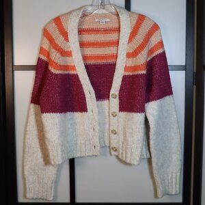 American Eagle White and Orange Cardigan